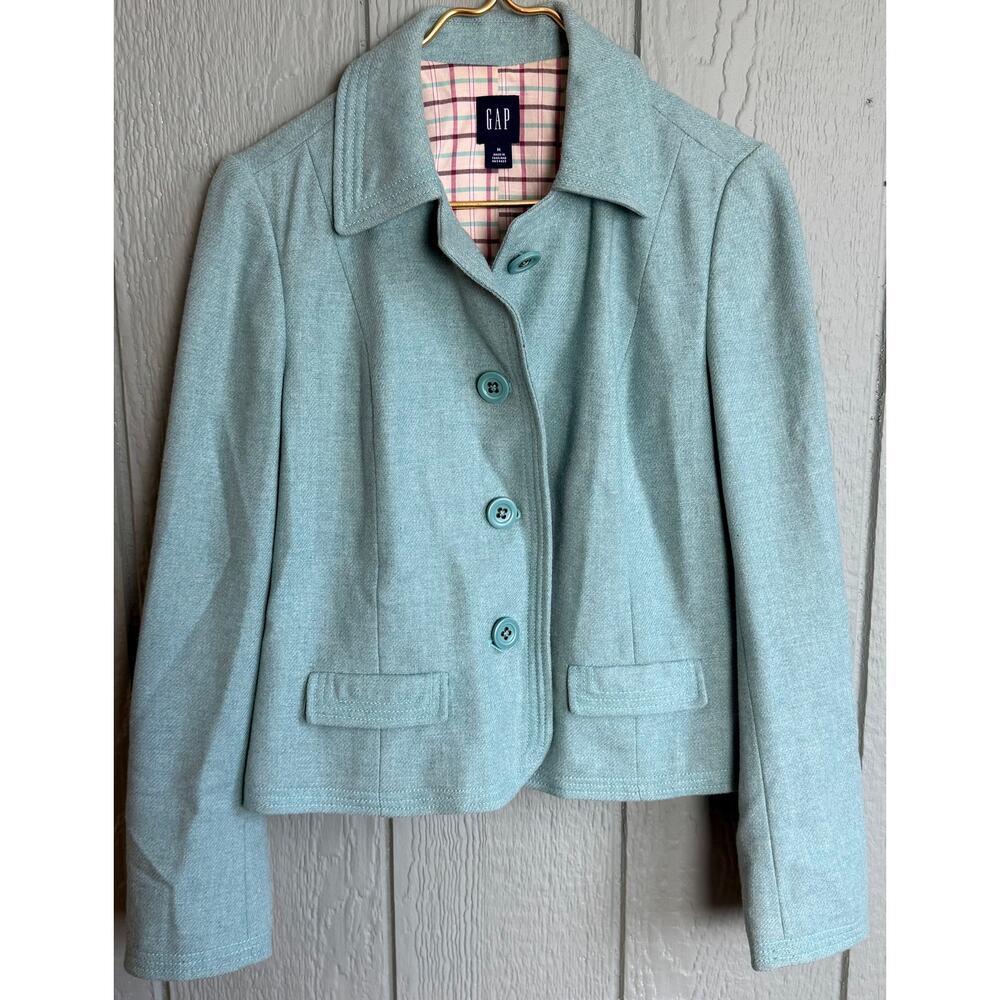 Gap Seafoam Lined Button Down Wool Blend Jacket/B… - image 1